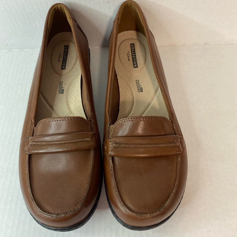 Clarks Leather Slip on Loafers Ashland Lily Tan 7.5 M